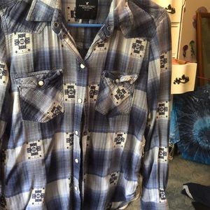 Blue and white flannel